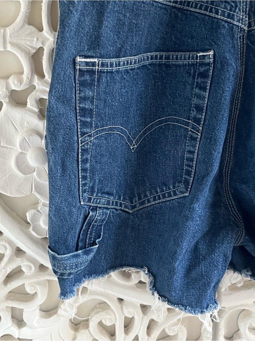 Levi’s SilverTab Denim Shortalls Distressed Overall Shorts Medium - Picture 7 of 11